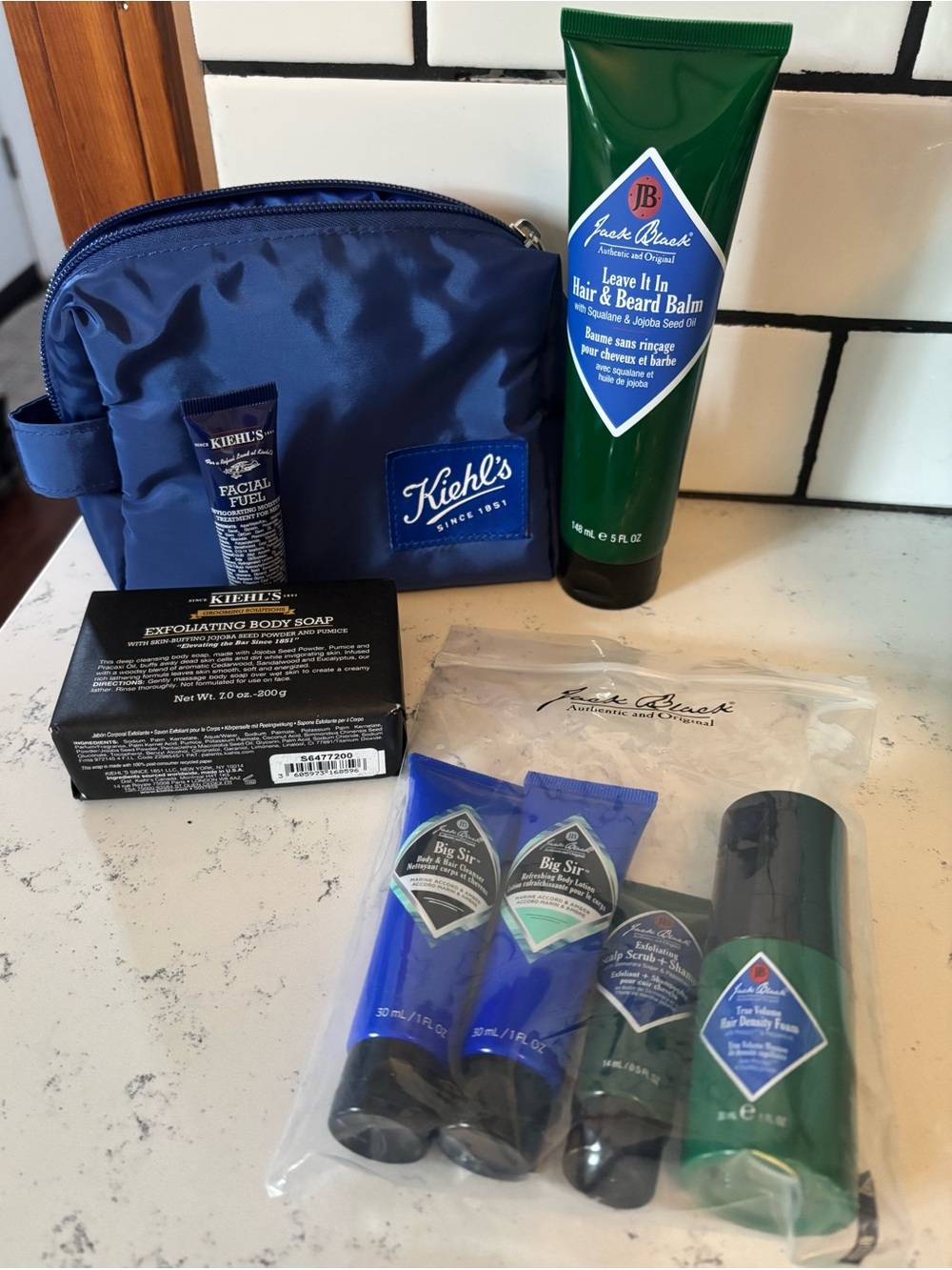 Jack Black/Kiehls NWT hair/beard balm w/ deluxe samples including Mens skincare